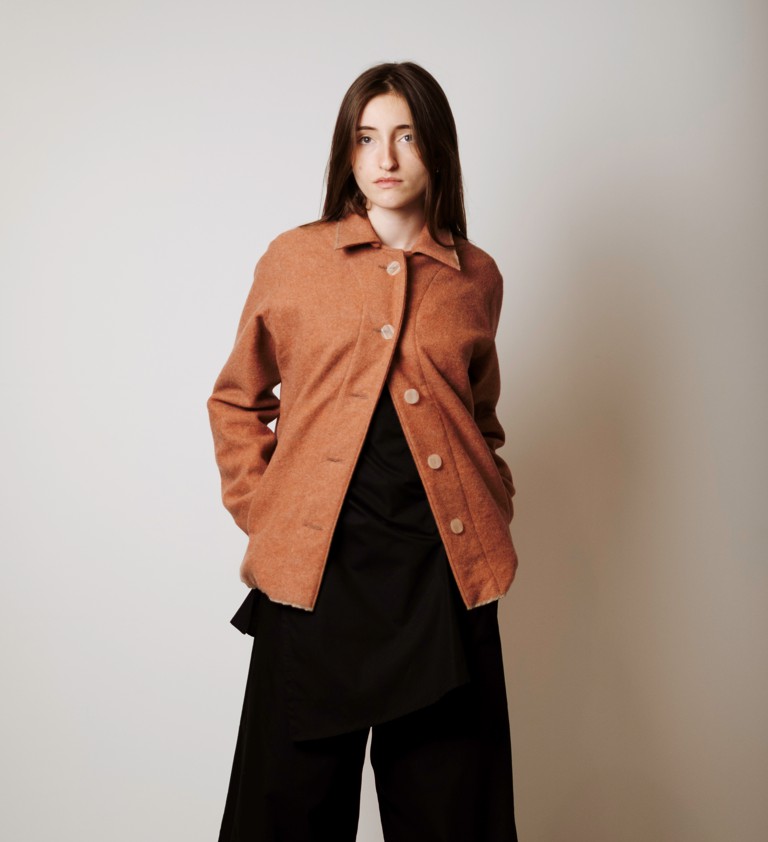 Pink wool jacket lawn cotton lining